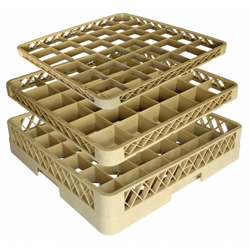 [118.27] RACK LAVAVAJILLAS DE 36 COMPART. VASOS 50x50x10 CM BEIGE PP (1 UNID.)