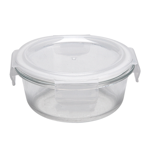 [261.05] Recipientes Redondos Con Tapa 400 Ml Ø 13X5,5/6,3 Cm Transparente Cristal (6 Unid.)