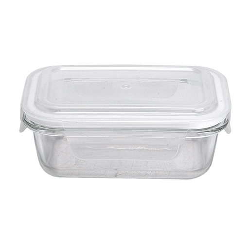 [261.00] Recipientes Rectangulares Con Tapa 370 Ml 15,4X11,2X6 Cm Transparente Cristal (6 Unid.)