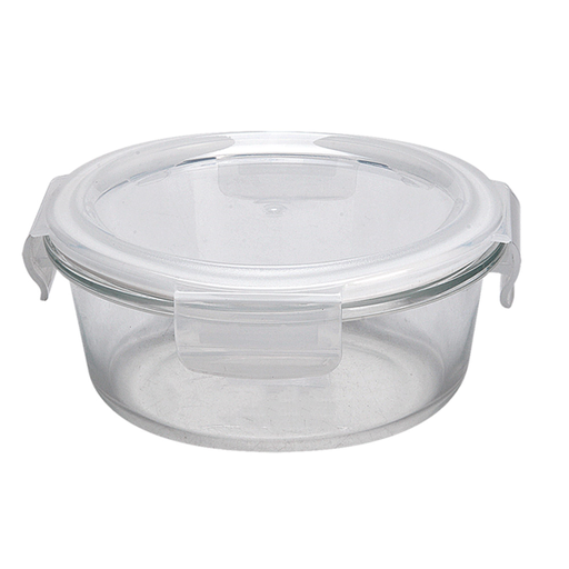 [261.06] Recipientes Redondos Con Tapa 620 Ml Ø 15X6/7 Cm Transparente Cristal (6 Unid.)