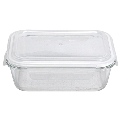[261.02] Recipientes Rectangulares Con Tapa 1040 Ml 21X15,7X7,2 Cm Transparente Cristal (6 Unid.)
