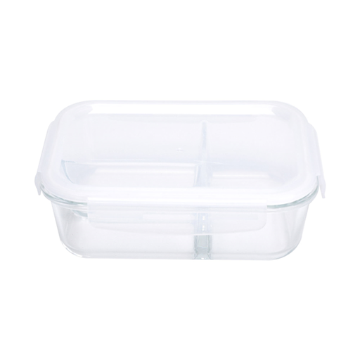 [262.89] Recipientes Con Tapa 2 Compartimentos 1000 Ml 21X15,7X7,2 Cm Transparente Cristal (6 Unid.)