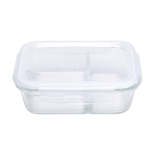 [262.90] RECIPIENTES CON TAPA 2 COMPARTIMENTOS 1500 ML 23,2x17,5x8 CM TRANSPARENTE CRISTAL (6 UNID.)