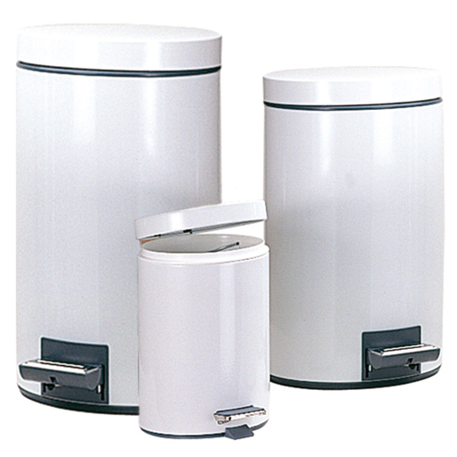 [162.21] CUBO PEDAL CON RECEPTÁCULO INTERIOR 12 L Ø 25x38 CM BLANCO ACERO (1 UNID.)