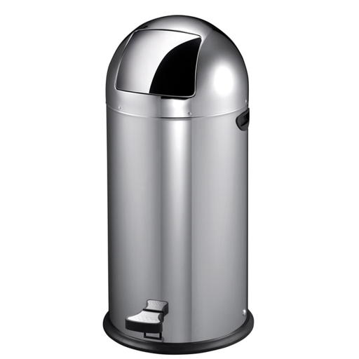 [127.75] PAPELERA PUSH CON PEDAL 22 L Ø 33x63 CM PLATEADO INOX (1 UNID.)