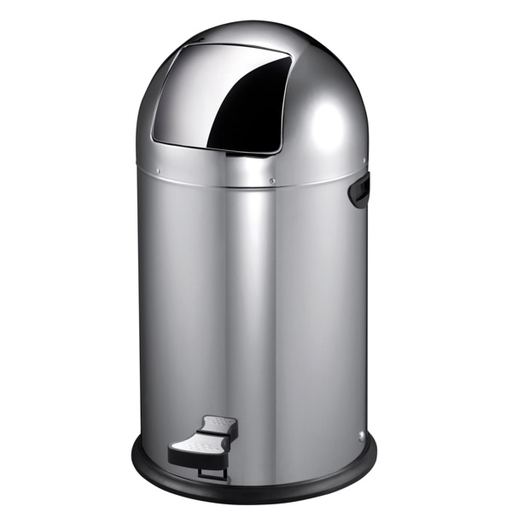 [127.72] PAPELERA PUSH CON PEDAL 40 L Ø 38x74 CM PLATEADO INOX (1 UNID.)