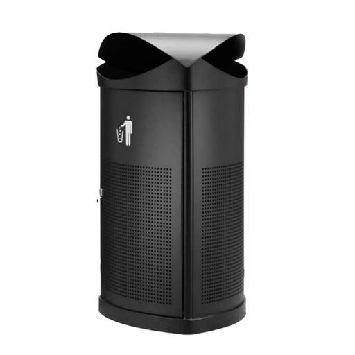 [268.43] Papelera, Exteriores 52X51X99 Cm Negro Acero (1 Unid.)