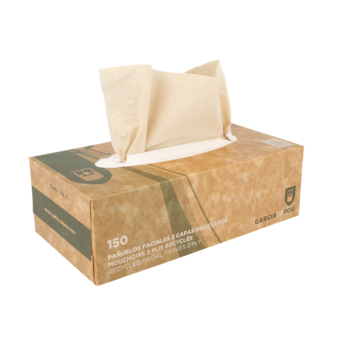[216.75] 150 U. PAÑUELOS FACIALES 2 CAPAS 21x21 CM NATURAL TISSUE RECICLADO (1 UNID.)