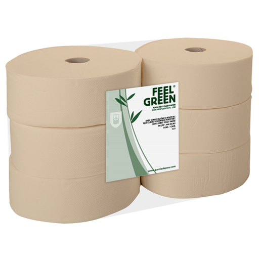 [252.01] HIGIÉNICOS "MAXI JUMBO" ECOLABEL 2 CAPAS - 1KG Ø 26x9,5 CM NATURAL PAPEL RECICLADO (6 UNID.)