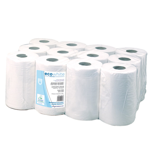 [160.59] Secamanos "Mini Barril" Ecolabel 2 Capas - 160 Hojas 19 G/M2 Ø 13X20 Cm Blanco Tissue (12 Unid.)