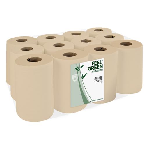 [251.99] SECAMANOS "MINI BARRIL" ECOLABEL 1 CAPA - 300 HOJAS Ø 13x20 CM NATURAL PAPEL RECICLADO (12 UNID.)