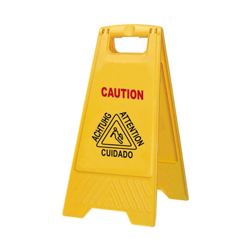 [210.07] CARTELERA ANGULAR "SUELO MOJADO" 20x3x62 CM AMARILLO HDPE (1 UNID.)