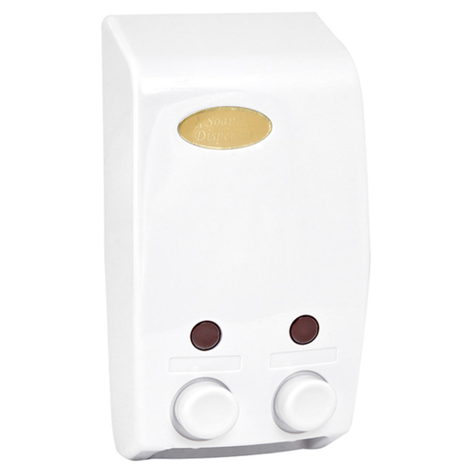 [160.72] DISPENSADOR DE JABÓN 2x400 ML 13,7x8x25 CM BLANCO ABS (1 UNID.)