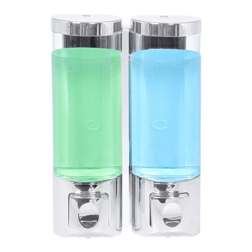 [165.42] DISPENSADOR DE JABÓN 2x400 ML 13,7x6,3x20,3 CM PLATEADO ABS (1 UNID.)
