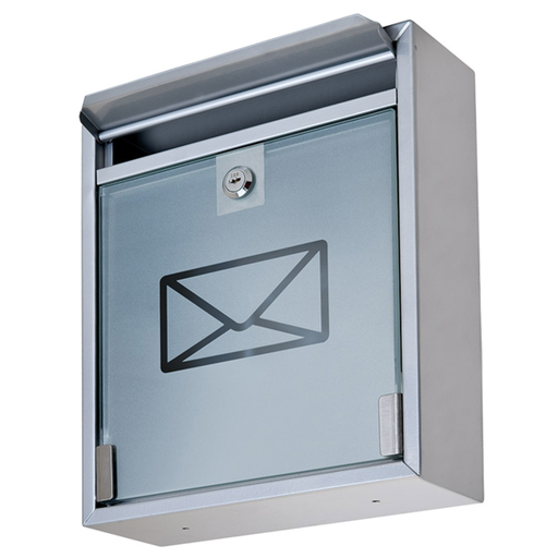 [135.57] BUZÓN CORREO, RECEPCIÓN HOTEL 26x9x31 CM PLATEADO ACERO (1 UNID.)