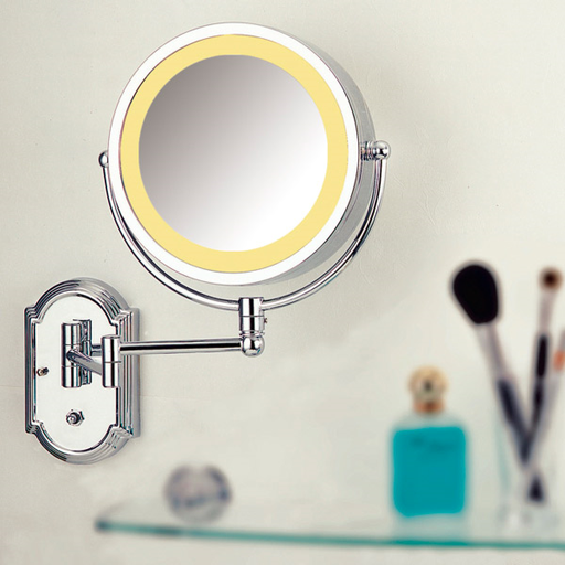 [163.54] ESPEJO BAÑO MURAL, 2 CARAS 230 V. 3 AUMENTOS 19x28 CM PLATEADO METAL (1 UNID.)