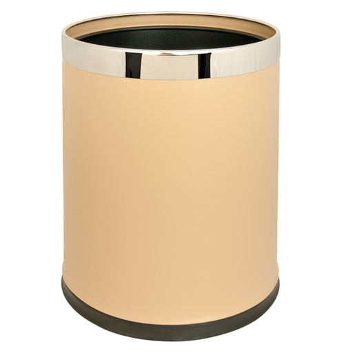[128.28] Papelera Habitaciones Redonda 'Deluxe' 9 L Ø 22,5X27 Cm Almendra Acero (1 Unid.)