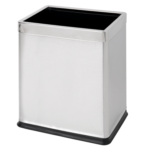 [158.68] PAPELERA HABITACIONES, RECTANGULAR 'DELUXE' 9 L 22,5x16,5x27 CM PLATEADO INOX (1 UNID.)