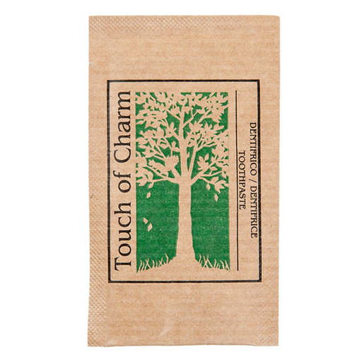 [140.22] SOBRECITOS DENTÍFRICOS 'FEEL GREEN' 3 ML 8x4,5 CM NATURAL KRAFT (500 UNID.)
