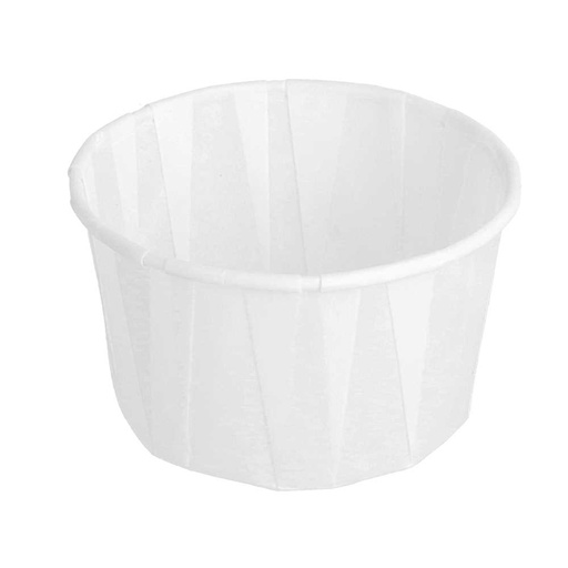 [126.77] TARRINAS PAPEL PLISADO 90 ML (3 oz) 80 G/M2 Ø6,5/4,9x3,8 CM BLANCO PERG. ANTIGRASAS (250 UNID.)
