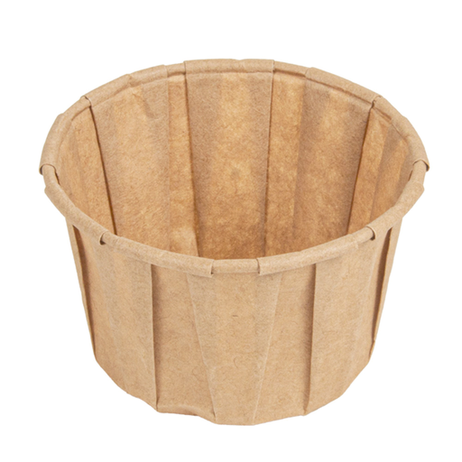 [268.34] TARRINAS PAPEL PLISADO 90 ML (3 oz) 80 G/M2 Ø6,5/4,9x3,8 CM NATURAL PERG. ANTIGRASAS (250 UNID.)