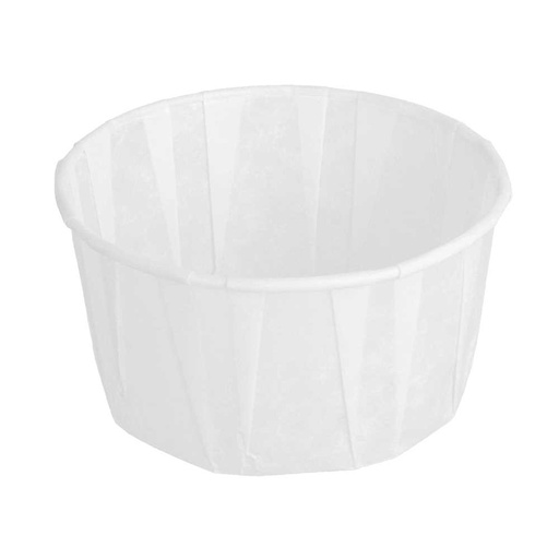 [126.79] TARRINAS PAPEL PLISADO 100 ML (3,2 oz) 80 G/M2 Ø6,6/5x4,2 CM BLANCO PERG. ANTIGRASAS (250 UNID.)