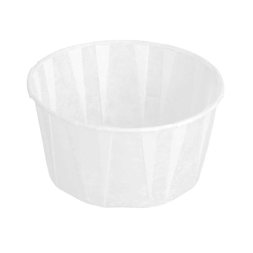 [126.81] TARRINAS PAPEL PLISADO 165 ML (5,5 oz) 80 G/M2 Ø8/6x4,3 CM BLANCO PERG. ANTIGRASAS (250 UNID.)