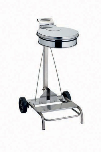 [8992295-SSSTL] Portabolsas Redondo Movil Con Pedal Acero Inox