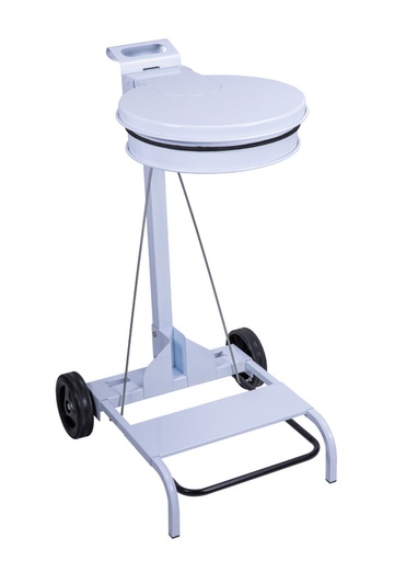 [8992295-WHT] Portabolsas Redondo Movil Con Pedal Blanco