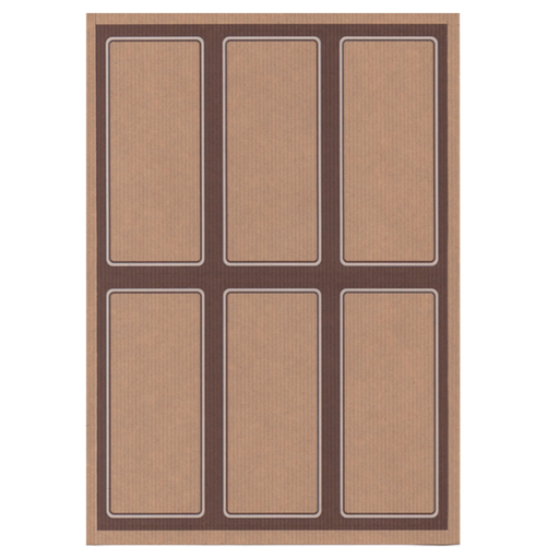 [209.67] 100 hojas din a4 6 etiquetas rectangulares 6,2x13,5 cm kraft