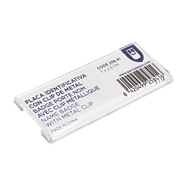 [258.41] Placa identificativa con clip de metal 7x2,5 cm transparente ps (1 unid.)