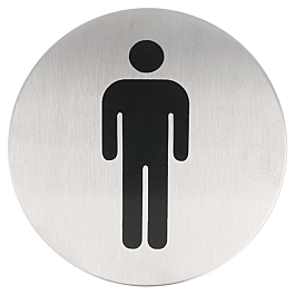 [133.45] Placa autoadhesiva "caballeros" ø 7,5 cm plateado inox (1 unid.)