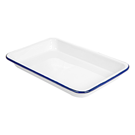 [261.24] Bandejas rectangulares 'enamelware' 23x15x2,5 cm blanco acero esmaltado (6 unid.)