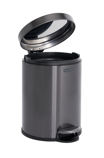 [2179250] Papelera de Basura Redonda Rubbermaid Steo-On de Acero Inoxidable de 6 L/1,6 G, Color Carbón