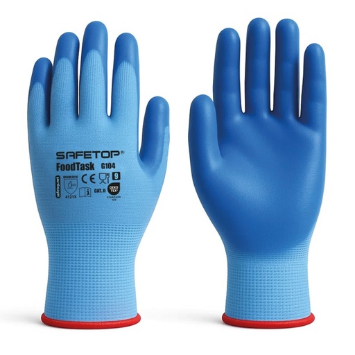 [G104] Foodtask, Guante Alimentario Azul Nitrilo Solido