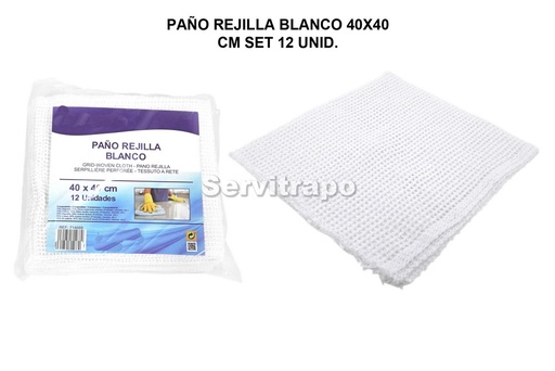 [SW714669] Paño Rejilla Blanca 40x40cm Set 12unid.