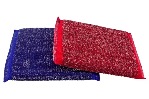 [SW712283] Estropajo de Esponja y Acero Inox Azul-Rojo Caja 72 Packs de 2 ud.- Total 144 Uds