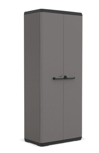 [Armario Escobero] Armario Escobero de plastico 68x166x39 cm color gris 2 puertas