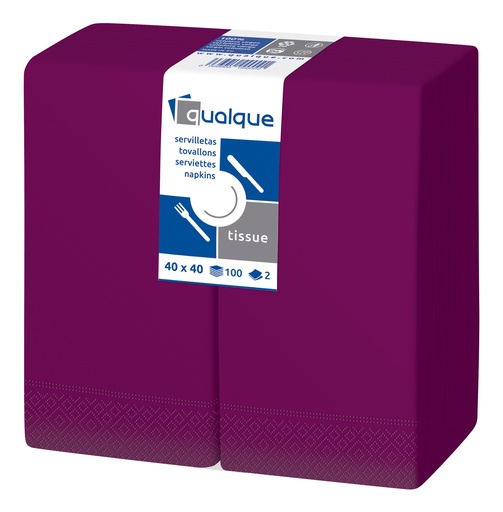 [Q12221] SERVILLETA 40 X 40 1/8 2 CP BURDEOS