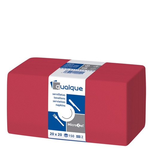 [Q14604] Servilleta Microcel 20 X 20 2 Cp 1/4 Roja