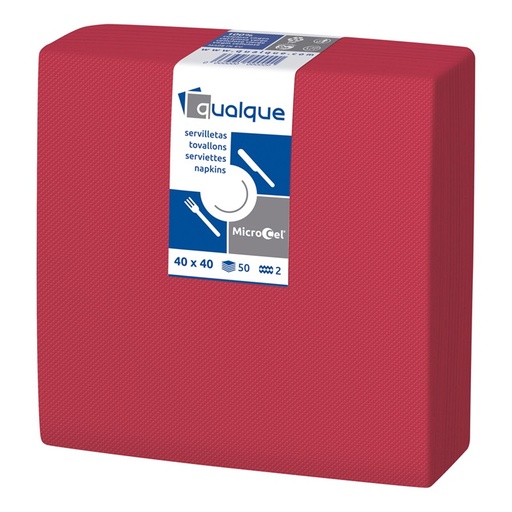 [Q14204] Servilleta Microcel 40 X 40 2 Cp 1/4 Roja