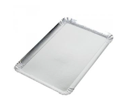 [820106] BANDEJA CARTÓN PLATEADA 28 X 42 CM