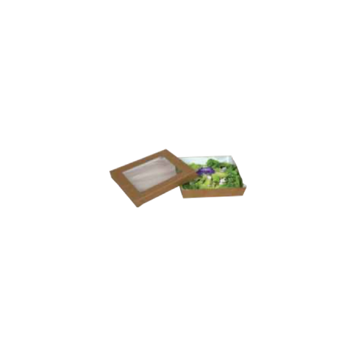[120080/C] Ensaladera Cuadrada Kraft Con Ventana 1000Ml +Tapa