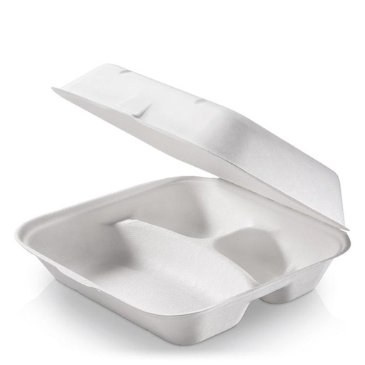 [PV3468] CAJA MENÚ CON TAPA BISAGRA PULPA 3 COMPARTIMENTOS