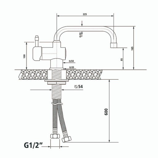 [19104216] Grifo monomando de 2 aguas con caño giratorio. Especialmente diseñado para su colocación en fregaderos debajo de la barra, y en general en espacios de altura reducida