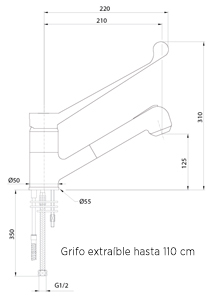 [19033604] Grifo industrial GM2DEX E Grifo monomando 2 aguas ducha e x traíble mm