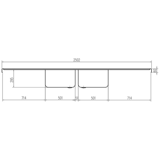 [19005060] Fregadero soldada inox FI-257/22 (mm) 2500 x 700