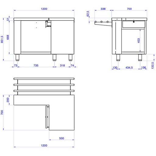 [19092511] Mueble para caja izquierda en línea de autoservicio