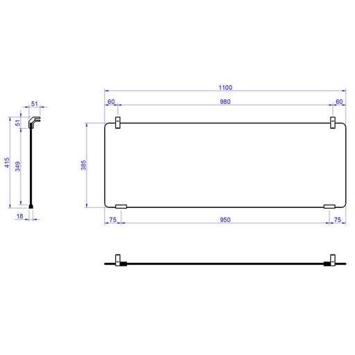 [19098439] Cristal protector vertical recto 1100 mm para pantallas