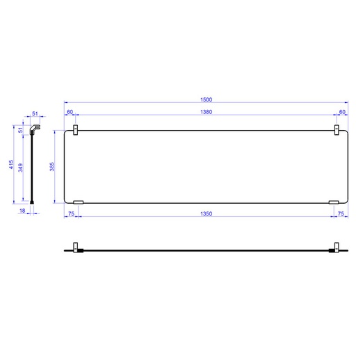 [19098450] Cristal protector vertical recto 1500 mm para pantallas